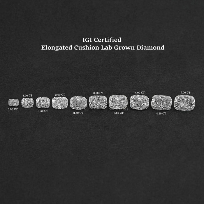 Certified Elongated Cushion Cut Lab Grown Diamond IGI Certified Diamond Loose