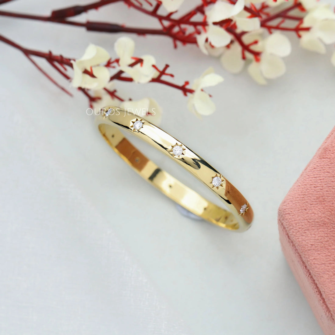 Flush Set Round Lab Grown Diamond Bangle