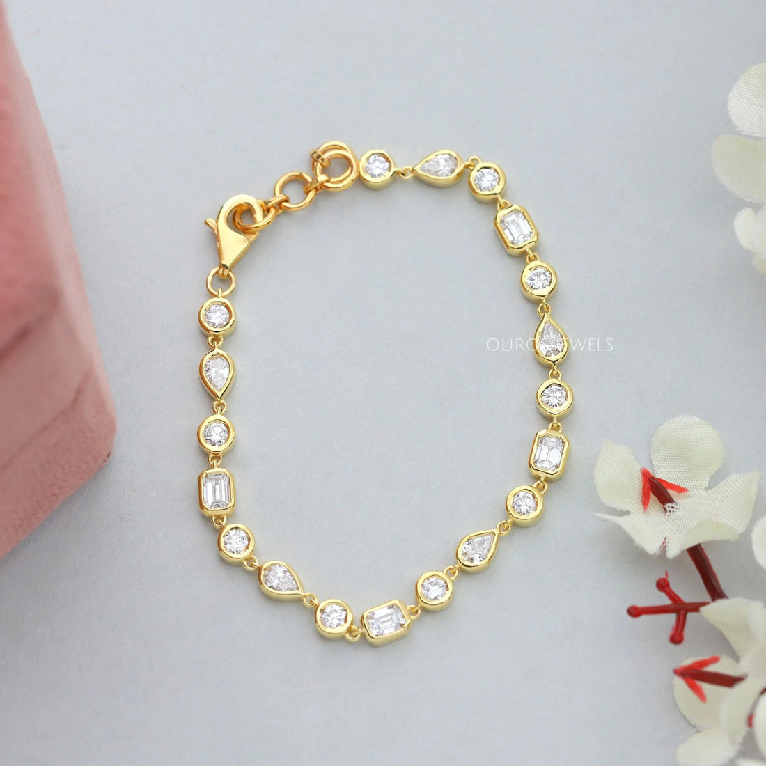 Multi Shape Bezel Set Tennis Bracelet Bracelet