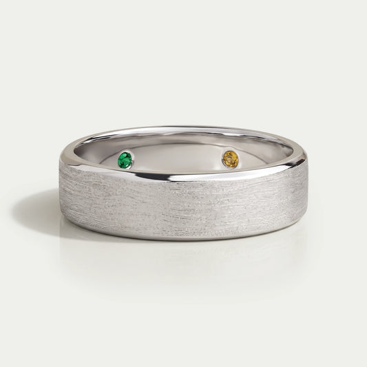 Round Cut Gemstone Inside  Diamond Band