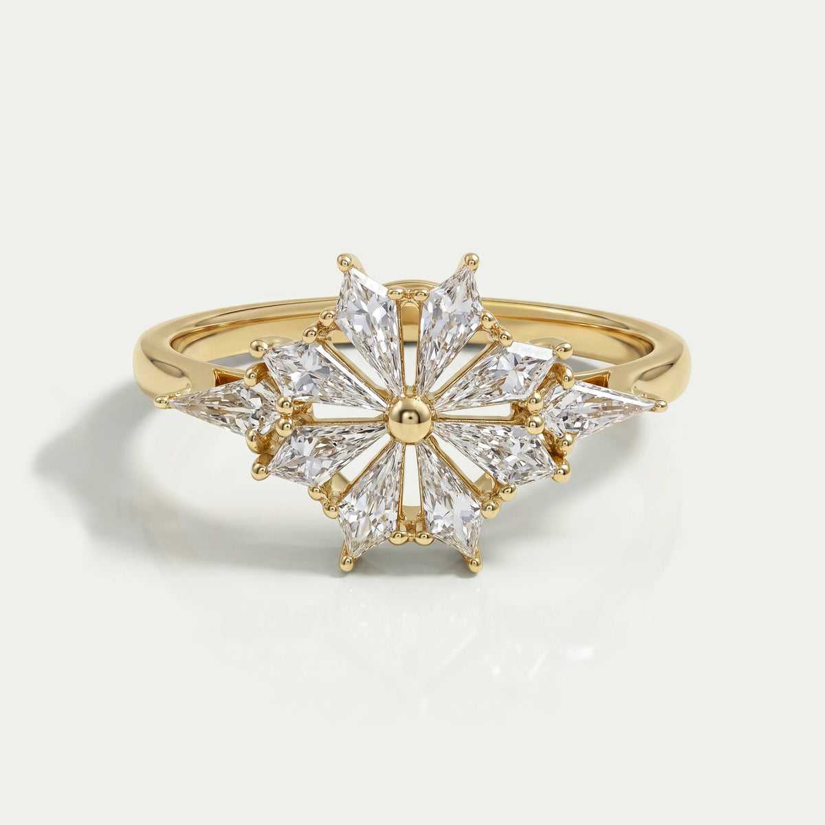 Kite Cut Lab Diamond Floral Engagement Ring Rings