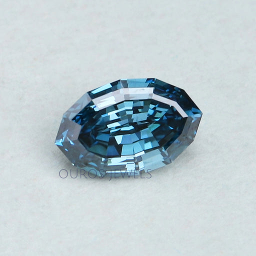1.03 Carat Step Cut Blue Oval Lab Grown Diamond Loose