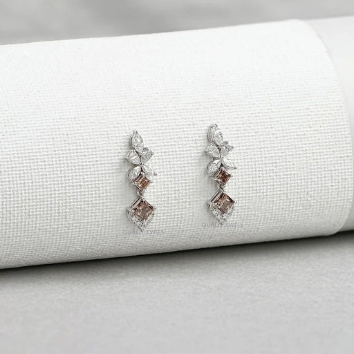 Champagne Princess Cut Drop Earrings Earrings