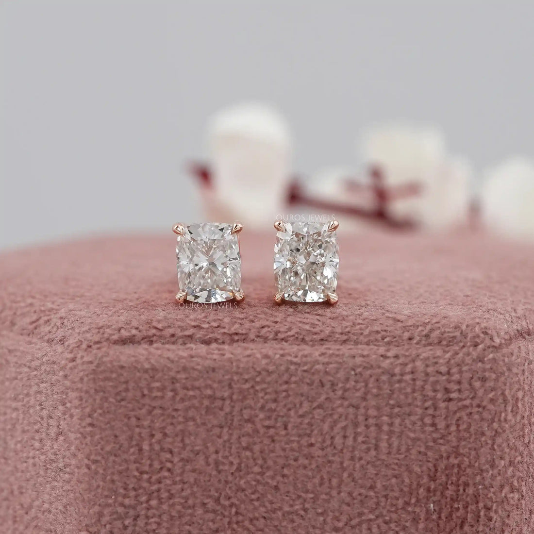 Elongated Cushion Cut Lab Grown Studs Earring
