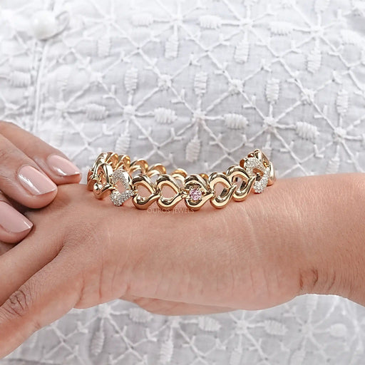 Pave Set Heart Link Bracelet Bracelet