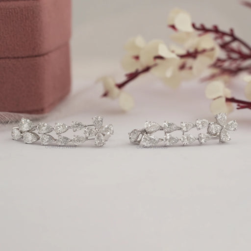 Pear Shape Diamond Dangle Earrings in 18K White Gold Earrings