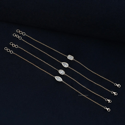 Multi Lab Diamond Bezel Set Solitaire Chain Bracelet