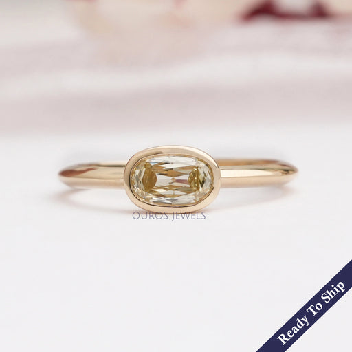 Yellow Old Mine Cushion Bezel Set Solitaire Ring Ring