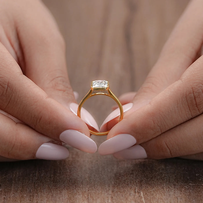 Radiant Diamond Bezel Set Engagement Ring Rings