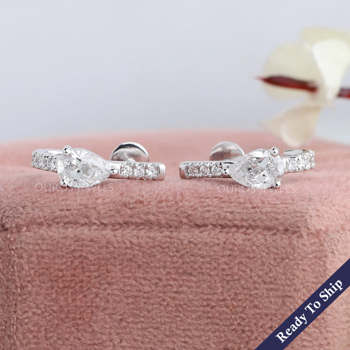 Pear Lab Grown Diamond C Hoop Earring Earrings