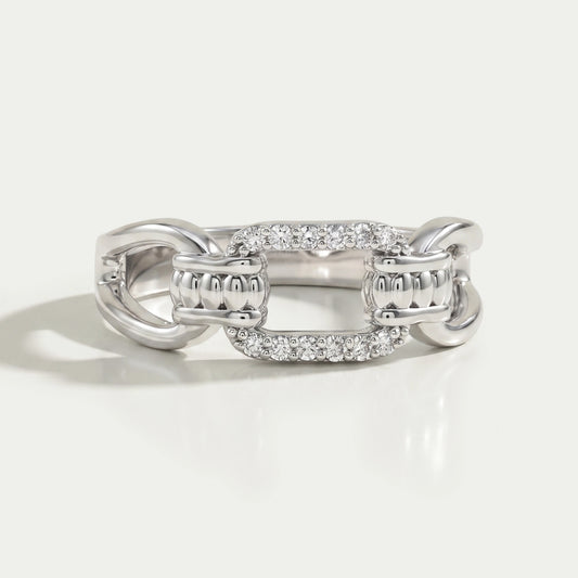 Round Lab Diamond Chain Link Ring Ring