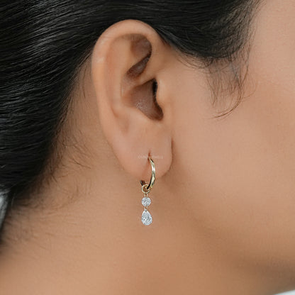 Pear And Round Cut Charm Dangle Hoop Earrings Earring
