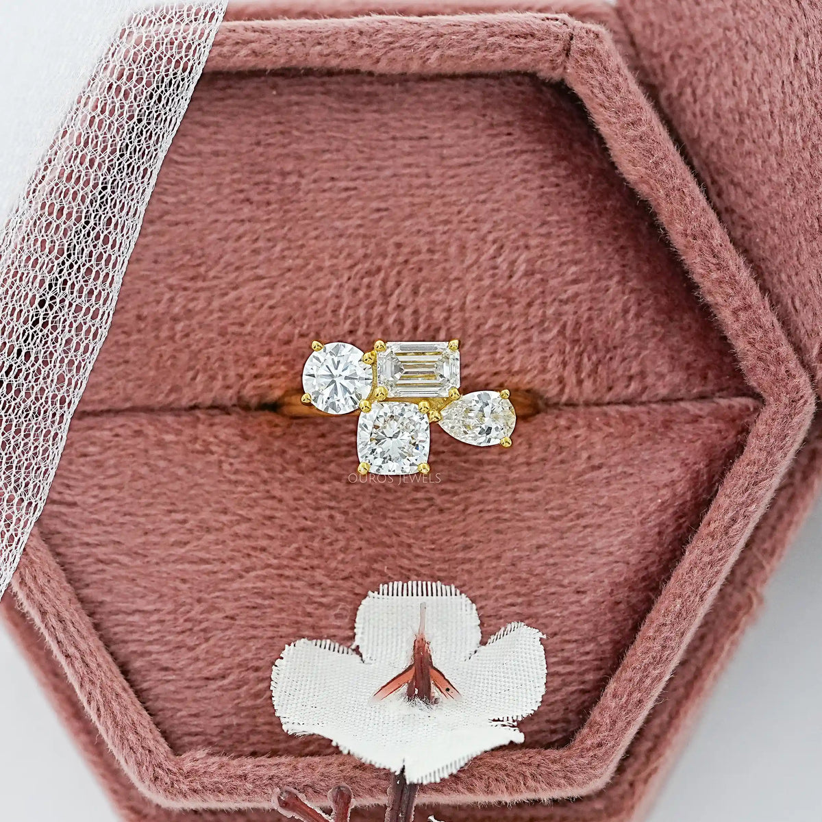 Multi Shape Lab Diamond Cluster Engagement Ring Ring