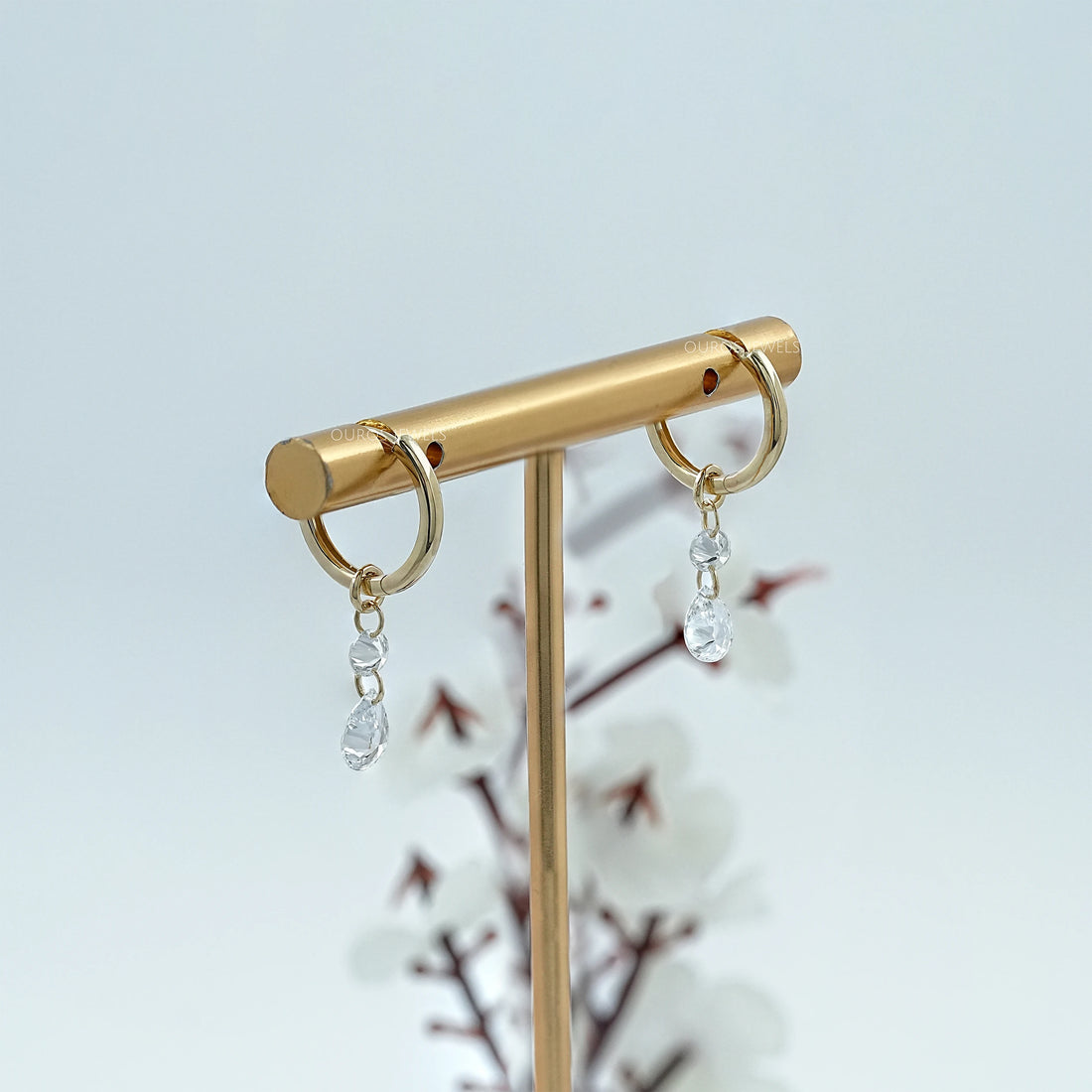 Pear And Round Cut Charm Dangle Hoop Earrings Earring