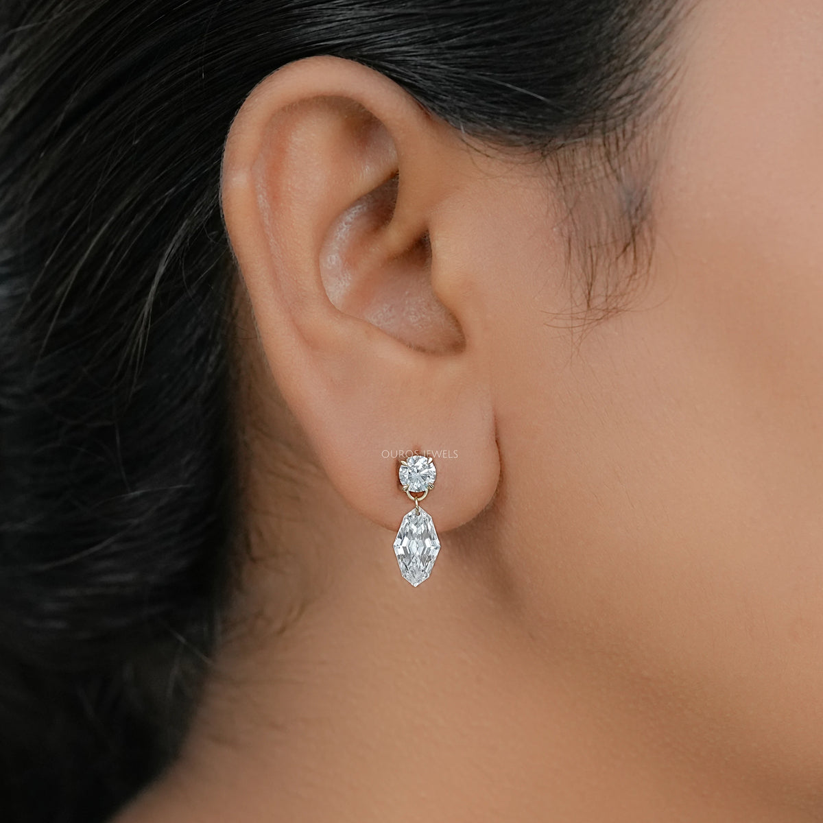 Step Cut Marquise Lab Diamond Drop Earrings