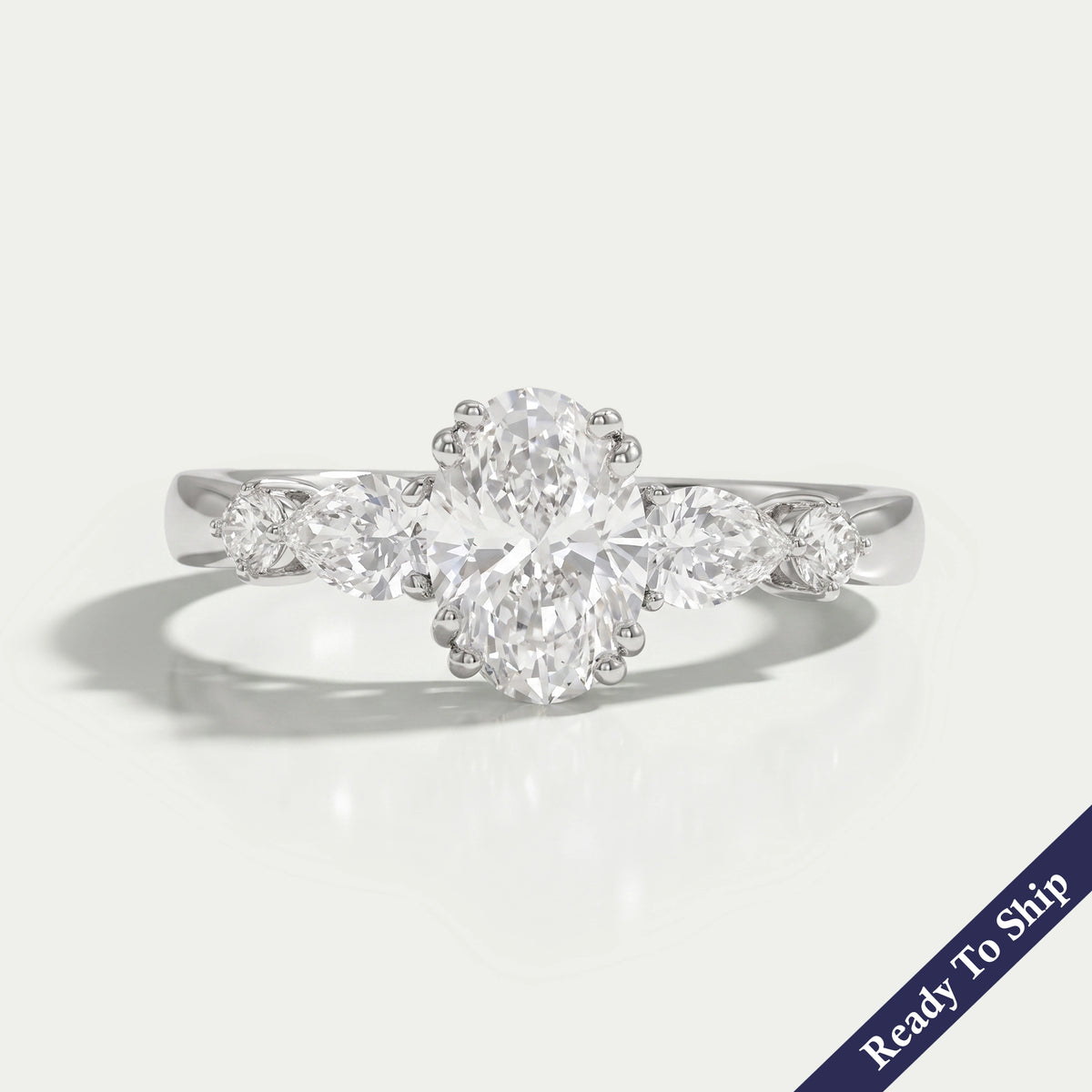 Oval And Pear Lab Diamond Five Stone Engagement Ring Rings
