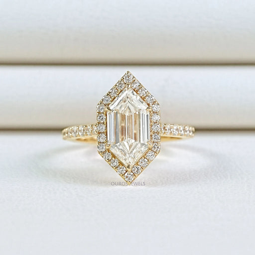 Step Cut Dutch Marquise Diamond Halo Accent Ring Ring