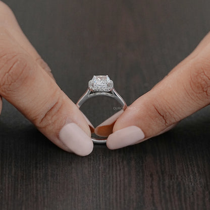Cushion Cut Halo Lab Grown Diamond Ring Ring