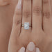 Radiant Lab Diamond Solitaire Halo Engagement Ring Rings