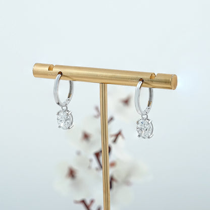 Oval Diamond Dangle Hoop Earrings Earrings
