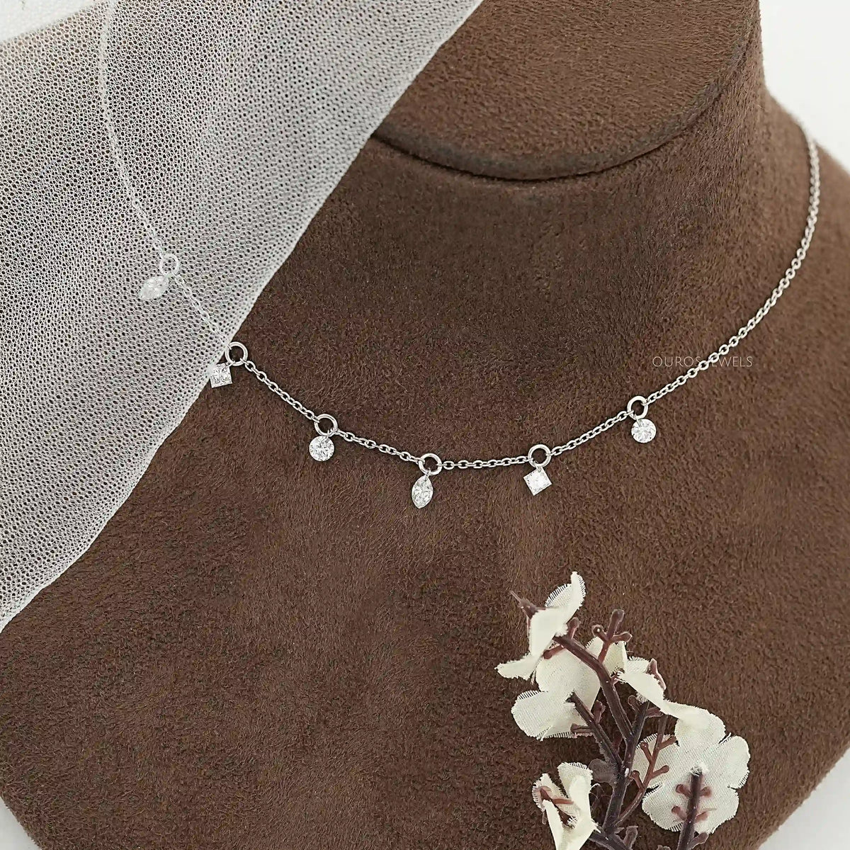 Multi Shape Lab Diamond Station Necklace