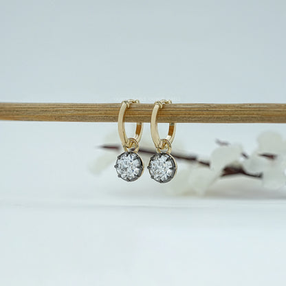 Old European Round Diamond Hoop Earrings