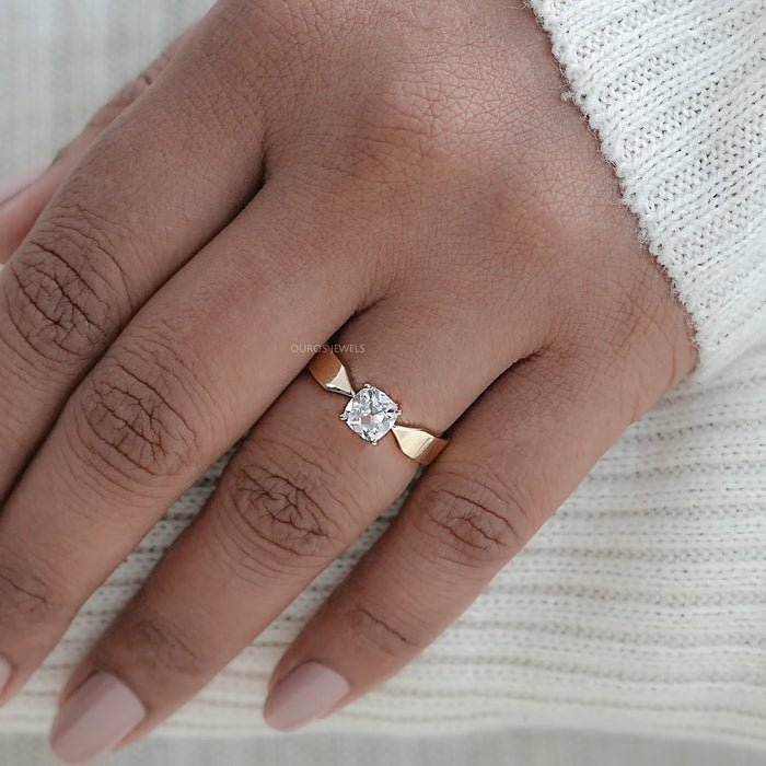 Old Mine Cushion Lab Diamond Solitaire Ring Rings