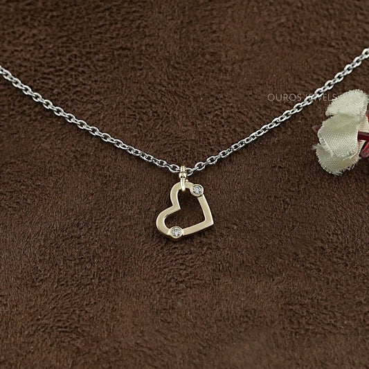 Lab Diamond Open Heart Shape Pendant Necklaces