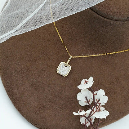 Octagon Shape Lab Diamond Pave Set Pendant