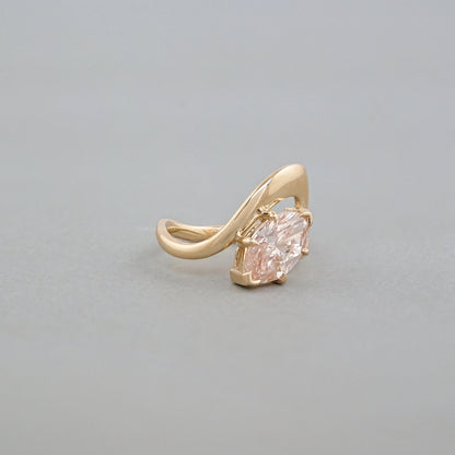 Pink Marquise Cut Lab Diamond Bypass Ring in Yellow Gold Ring