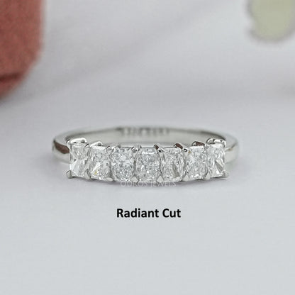 Seven Stone Lab Diamond Wedding Band Rings
