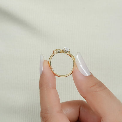 Pear And Pave Signet Set Bypass Ring