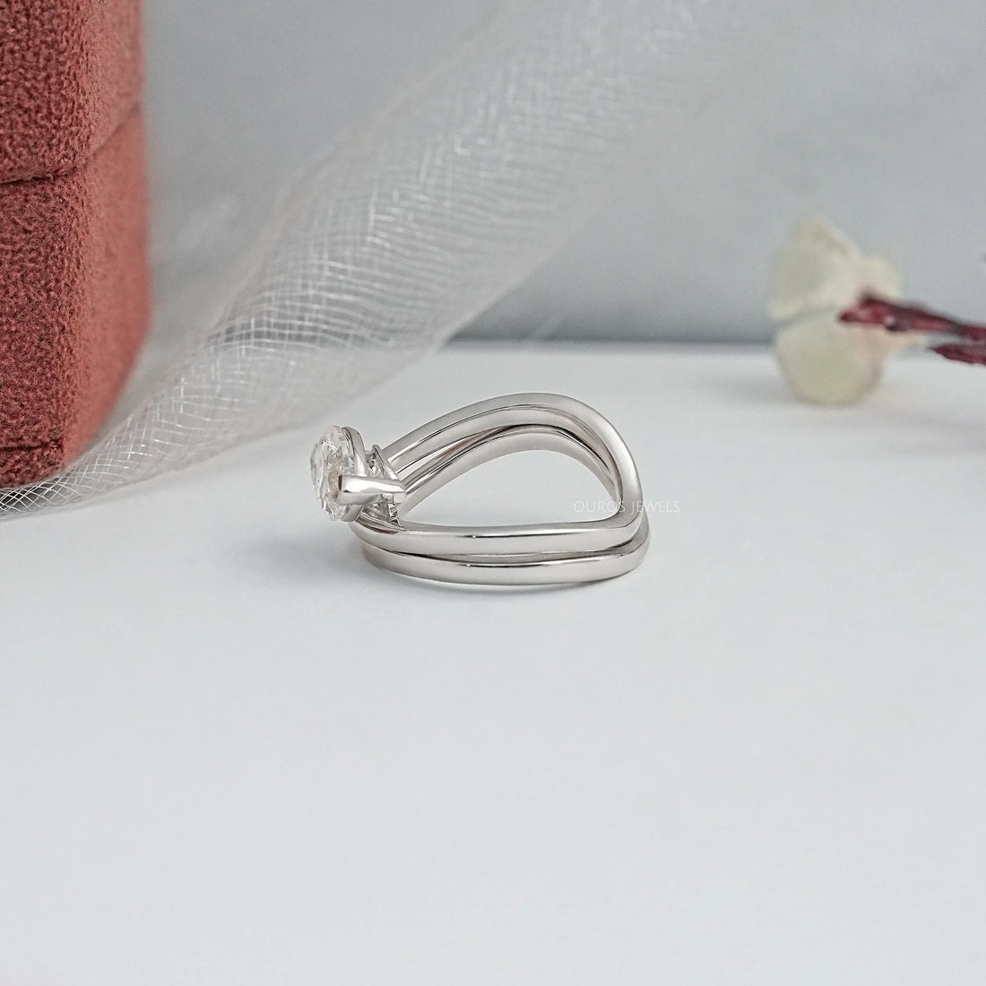 Marquise Diamond Plain Band Ring Set in Gold Rings