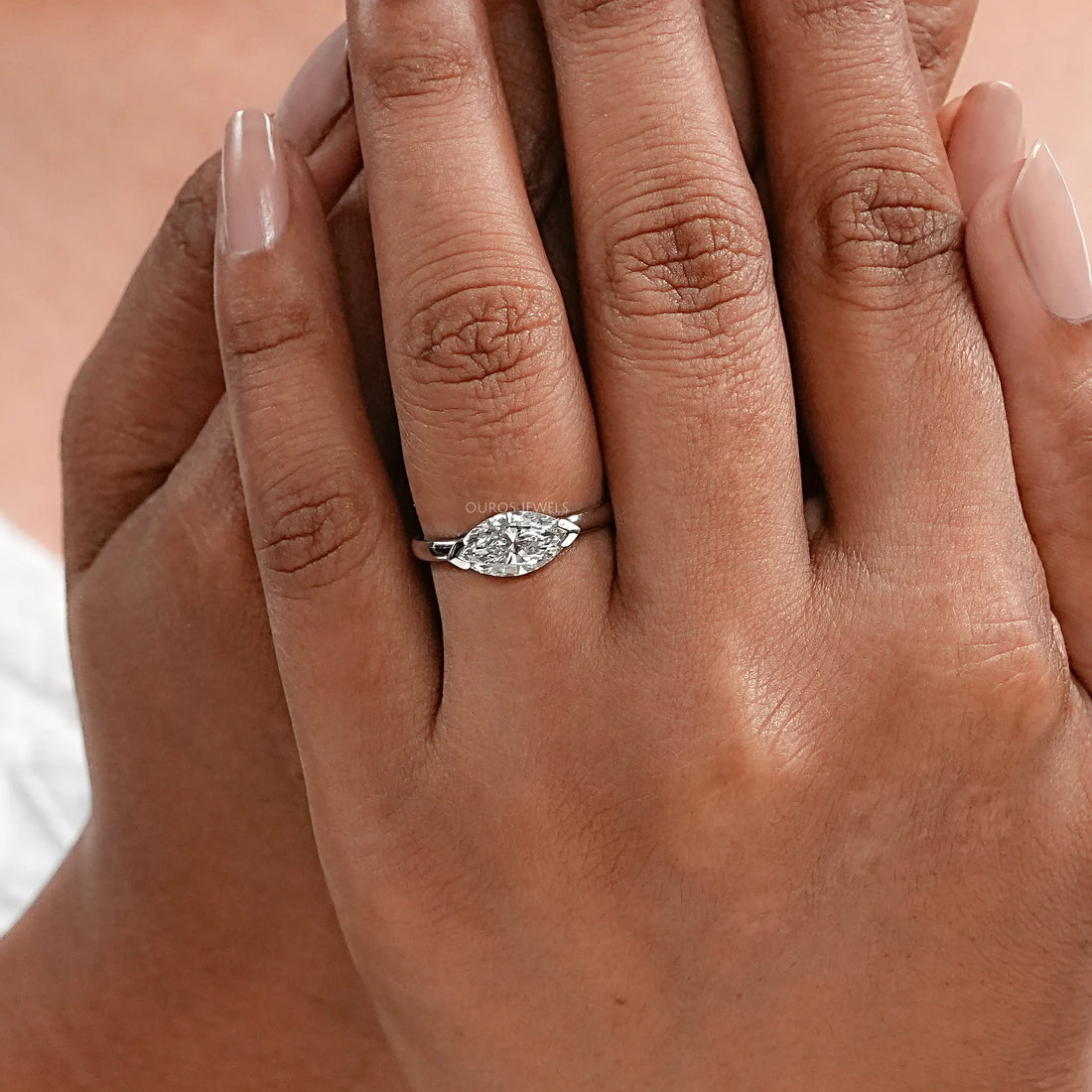 East-West Set Marquise Diamond Ring Ring