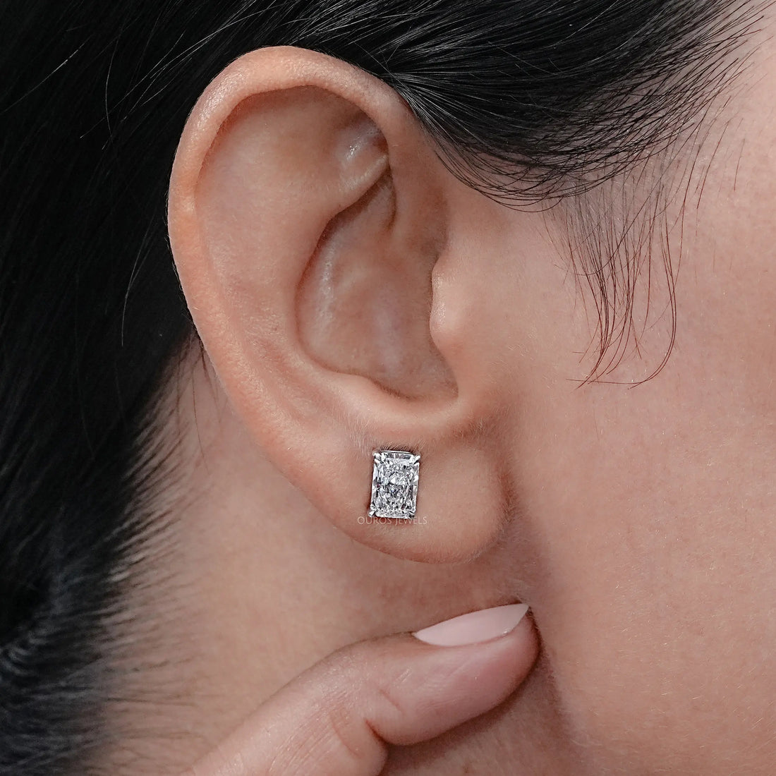 IGI Certified Radiant Cut Lab Grown Diamond Stud Earrings