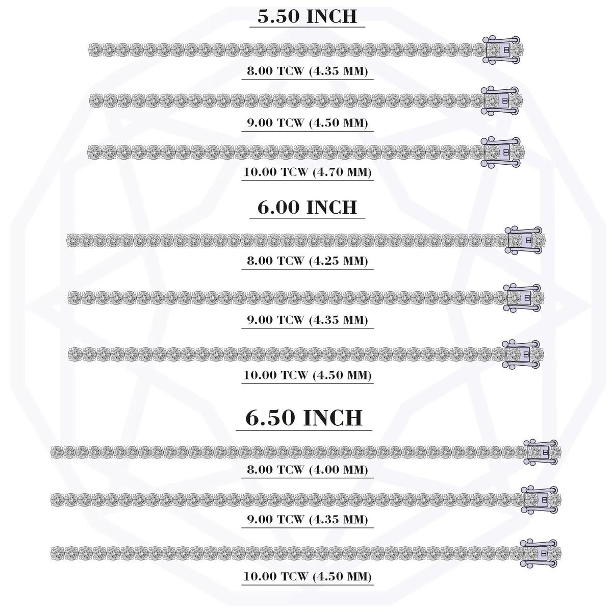 Round Shape Lab Grown Diamond Bracelet with 8.00 | 9.00 | 10.00 TCW Bracelet