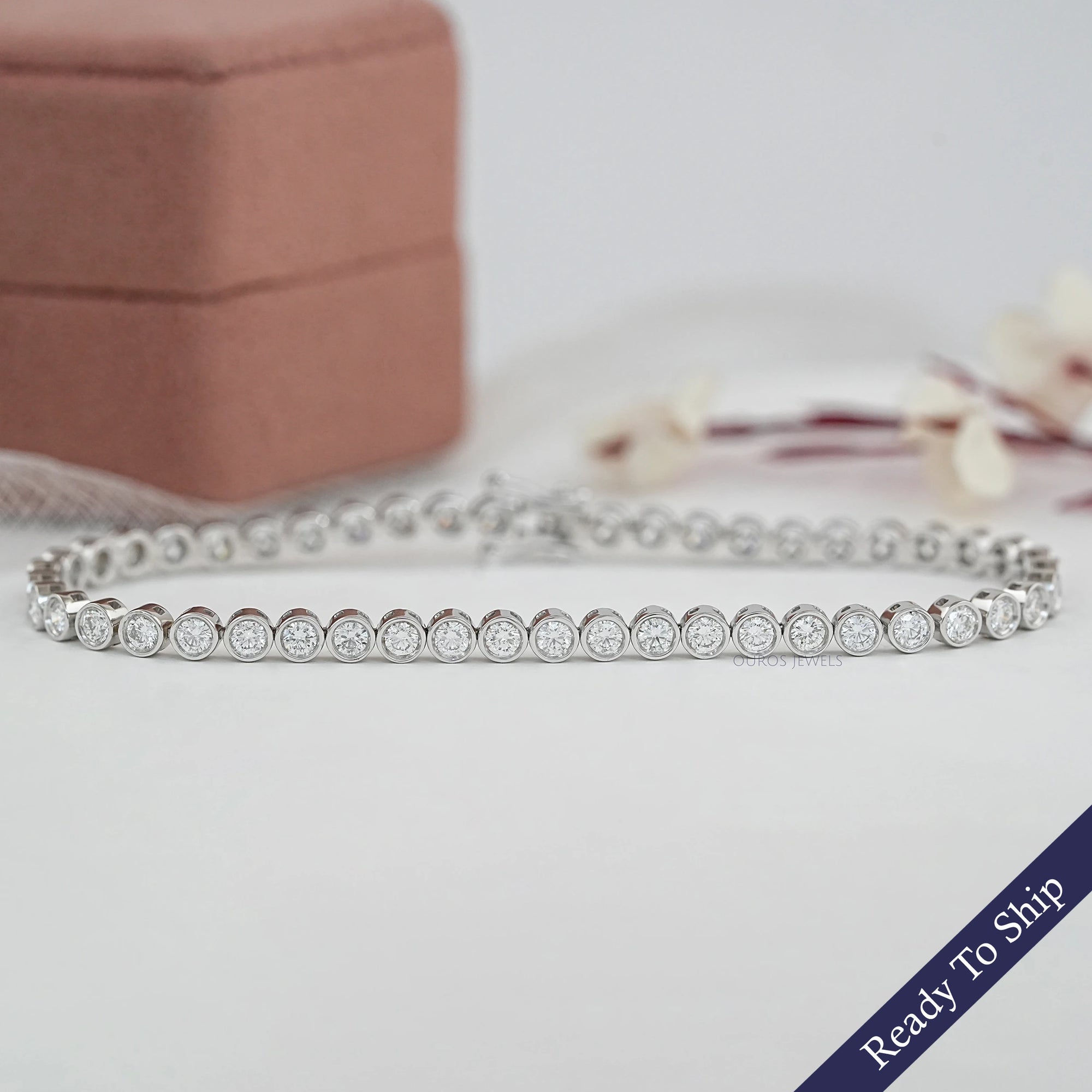 3.00 MM Round Lab Diamond Bezel Set Tennis Bracelet Bracelet