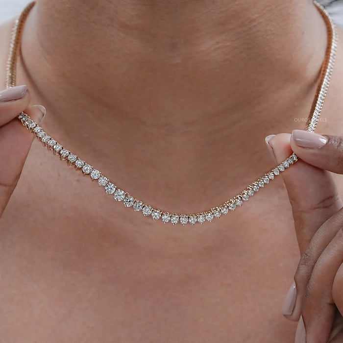 Graduated Brilliant Round Cut Tennis Necklace Necklaces