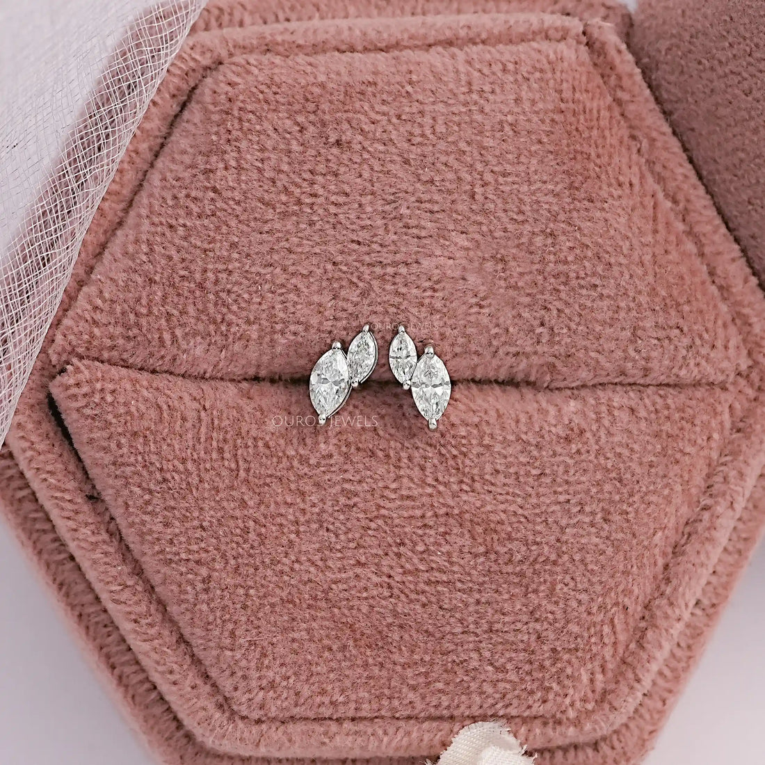 Two Stone Marquise Lab Diamond Stud Earrings