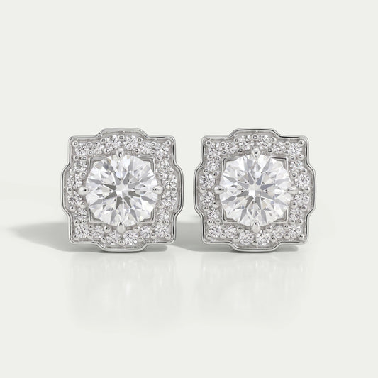 Round Cut Lab Diamond Halo Stud Earrings Earring