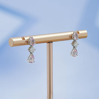 Padparadscha Pear Gemstone Drop Earrings