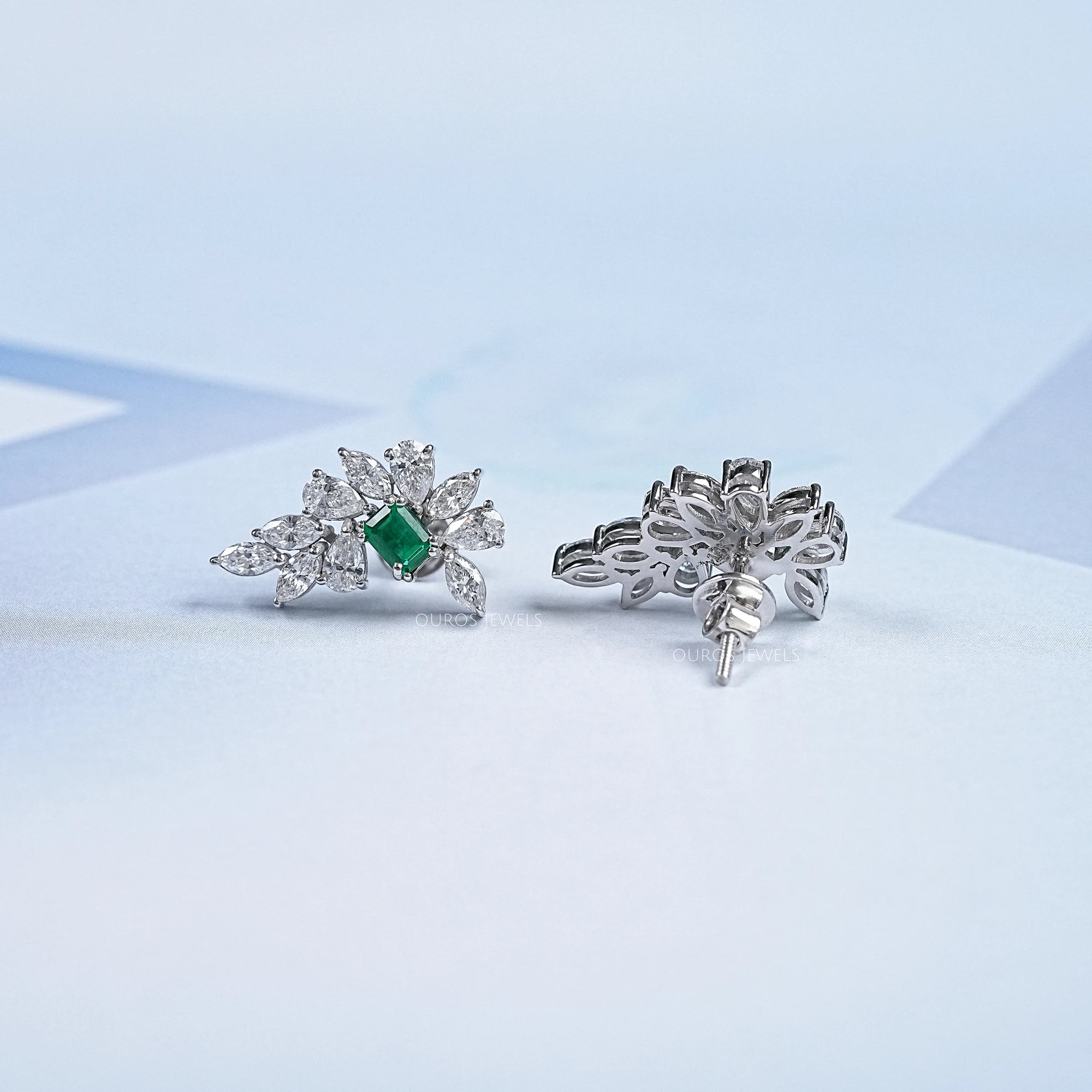 Marquise & Pear Cluster Diamond Gemstone Earrings Earring