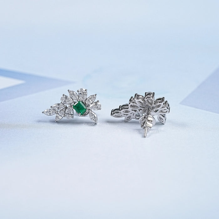 Marquise & Pear Cluster Diamond Gemstone Earrings Earring