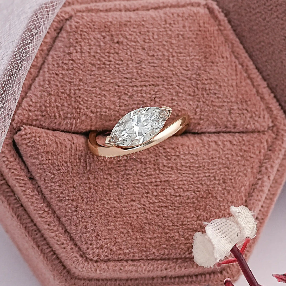 Lab Diamond Sculpted Wave Solitaire Ring Ring