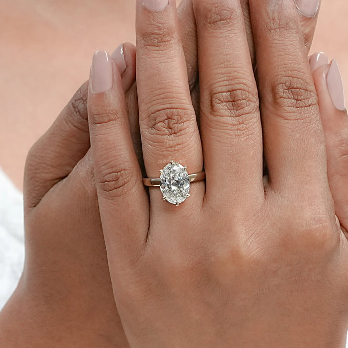Portuguese Oval Cut Lab Grown Engagement Ring Ring