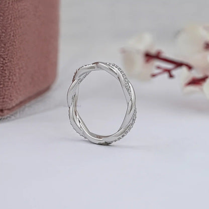 Twisted Infinity Round Diamond Eternity Band Ring