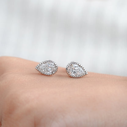 Lab Grown Pear Cut Diamond Milgrain Set Earrings Earrings