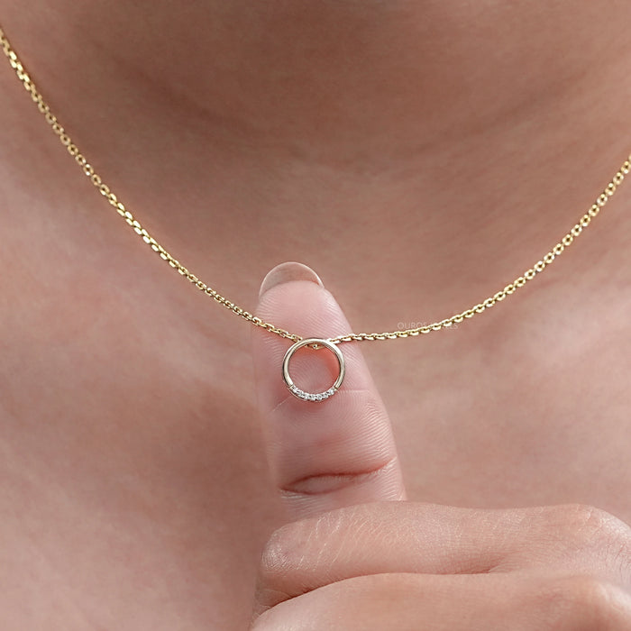 Open Circle Round Lab Diamond Pendant Necklaces