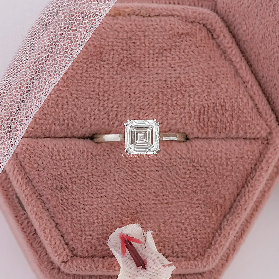 Asscher Cut Solitaire Diamond Engagement Ring Rings