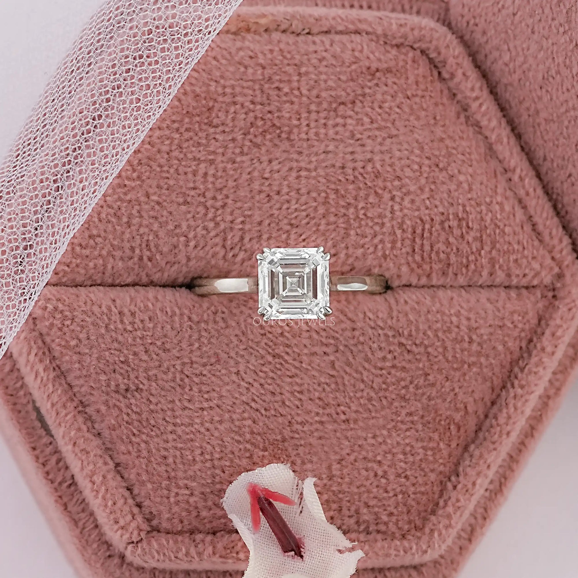 Asscher Cut Solitaire Diamond Engagement Ring Rings